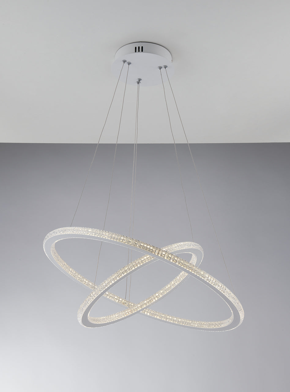 Sospensione LED in alluminio bianco impreziosita dal diffusore in acrilico diamantato 50W 6640LM 3000-4000°k BRYANT-S2 Sospensione LED in alluminio bianco impreziosita dal diffusore in acrilico diamantato 50W 6640LM 3000-4000°k BRYANT-S2